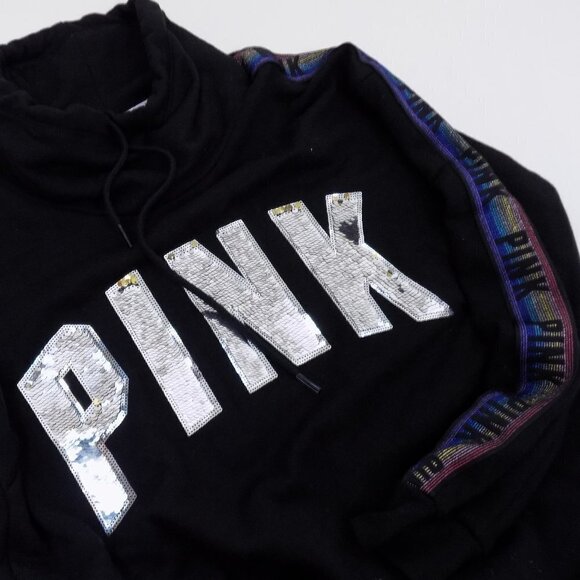 nwt y2k PINKSequin Bling Campus Cowl Neck Sweatshirt Pullover - Picture 8 of 13
